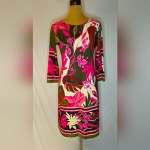 Jean Pierreklifa Paris Pink Floral Long Sleeve Dress